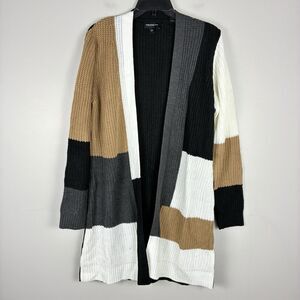 Fortune + Ivy Stitch Fix Long Open Cardigan Sweater Sz L Stripe Cozy Classic New